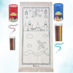 Çoçuklara Özel Boyamalı Seccade Seti, Yıkanabilir Seccade