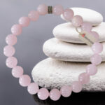 Pembe Kuvars Doğal Taş Bileklik - 8 mm.