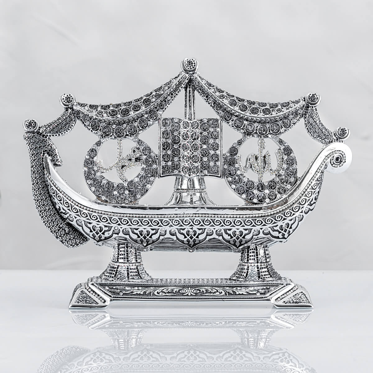Hilal Gemi Esmaül Hüsnalı - Gümüş Renk - Ebat 34 x 26 cm - YC702 Hilal Gemi Esmaül Hüsnalı - Gümüş Renk - Ebat : 34 x 26 cm - Görsel 1