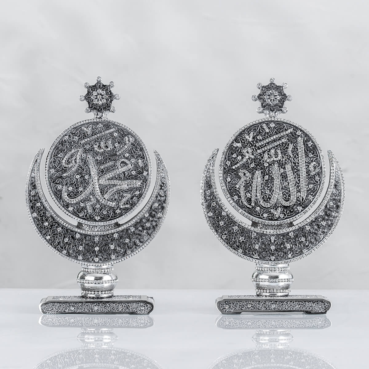 Hilal Yıldız Allah Muhammed Lafızlı - Gümüş Renk - Ebat 17 x 28 cm - YC232 Hilal Yıldız Allah Muhammed Lafızlı - Gümüş Renk - Ebat : 17 x 28 cm - Görsel 1