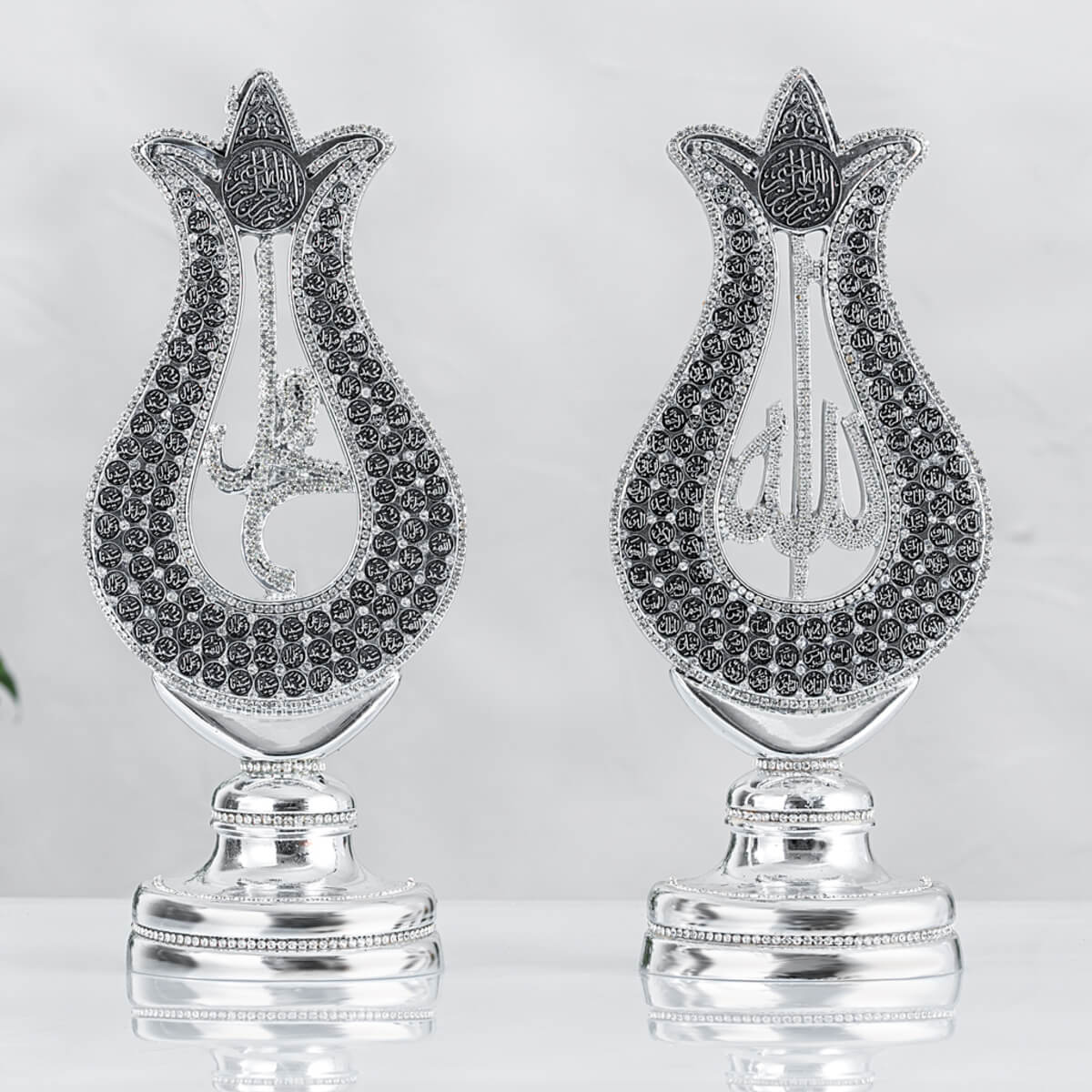 Lale Allah Muhammed Lafızlı Esmaül Hüsnalı - Gümüş Renk - Ebat 15 x 34 cm. - YC510 Lale Allah Muhammed Lafızlı Esmaül Hüsnalı - Gümüş Renk - Ebat : 15 x 34 cm. - Görsel 1