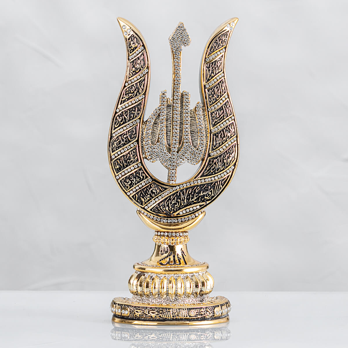Lale Ayetel Kürsi Allah Lafızlı - Altın Renk - Ebat 11 x 27 cm.-YC411 Lale Ayetel Kürsi Allah Lafızlı - Altın Renk - Ebat : 11 x 27 cm. - Görsel 1