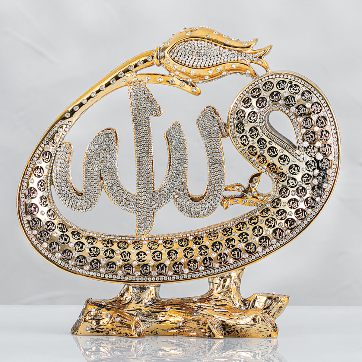 Laleli Vav Allah Lafızlı Esmaül Hüsnalı - Altın Renk - Ebat 22 x 21 cm.- YC457 Laleli Vav Allah Lafızlı Esmaül Hüsnalı - Altın Renk - Ebat : 22 x 21 cm. - Görsel 1