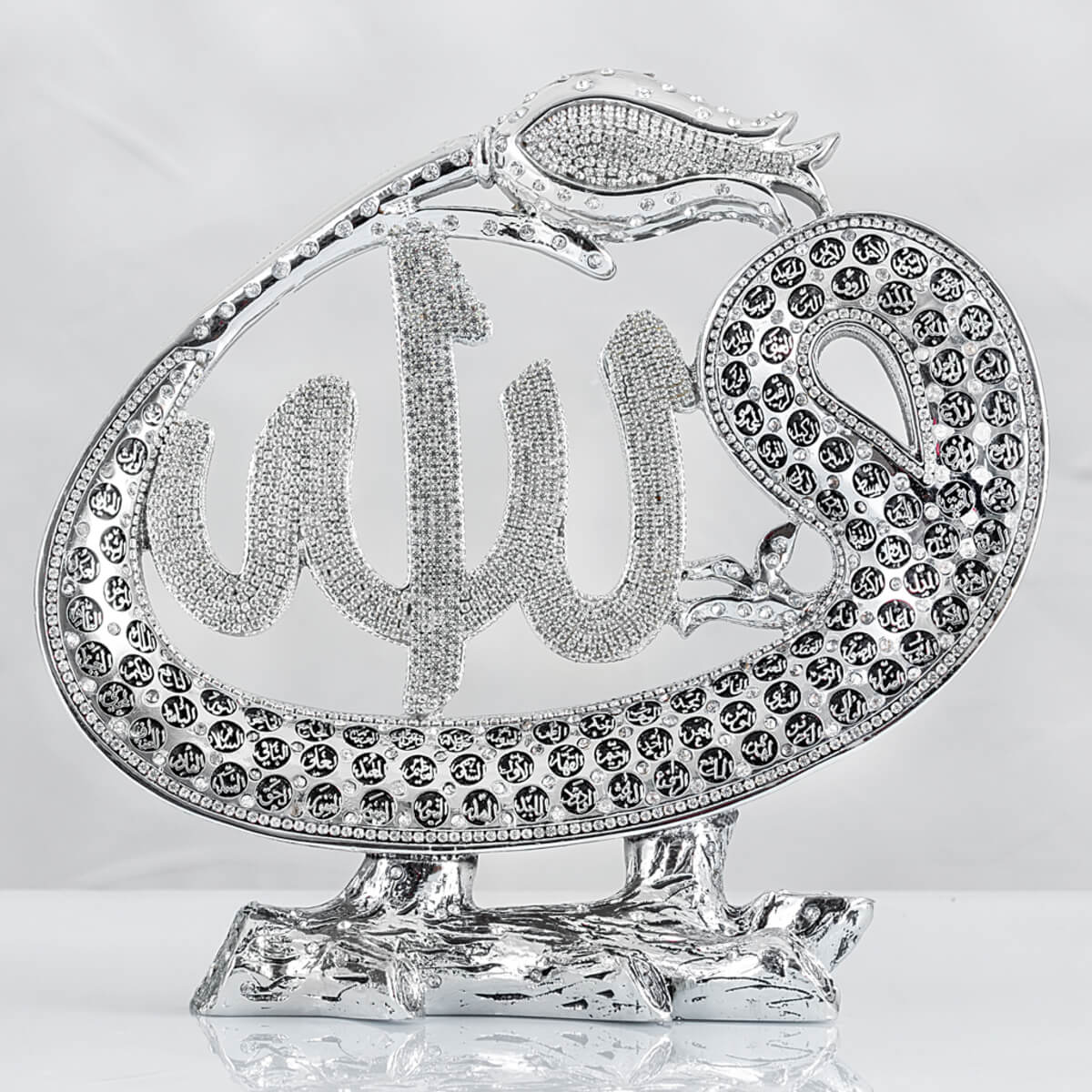 Laleli Vav Allah Lafızlı Esmaül Hüsnalı - Gümüş Renk - Ebat 30 x 29 cm. - YC458 Laleli Vav Allah Lafızlı Esmaül Hüsnalı - Gümüş Renk - Ebat : 30 x 29 cm. - Görsel 1