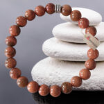 Yıldız Taşı Doğal Taş Bileklik - 8 mm. - Kahverengi