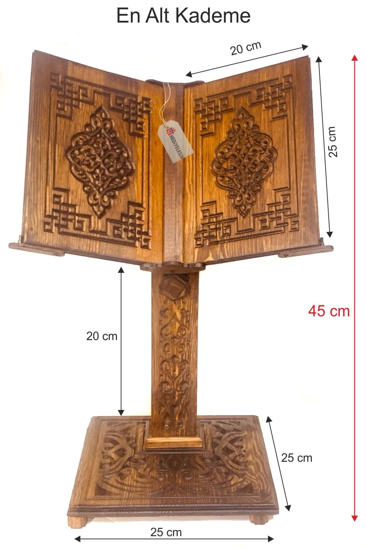 asansorlu-rahle-ufak-alt-kademe-1.jpg Ahşap Asansörlü Rahle, Motif Oymalı Ayarlanabilir Rahle, Küçük Boy - Görsel 1