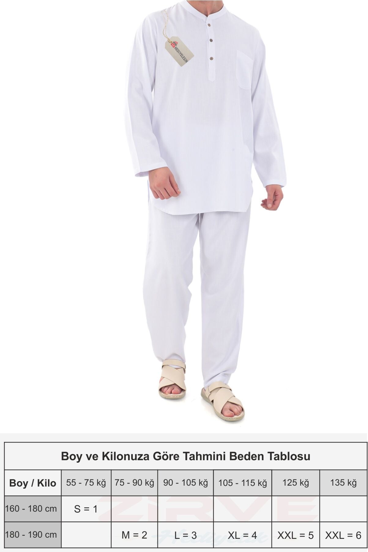 keten-takimi-beyaz.jpg Erkek Hac, Umre ve Günlük Kullanım için Keten Takımı - BEYAZ - Görsel 1