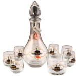 Zemzem Servis Seti, Kabe Desenli, Cam Kapaklı - 8 Parça