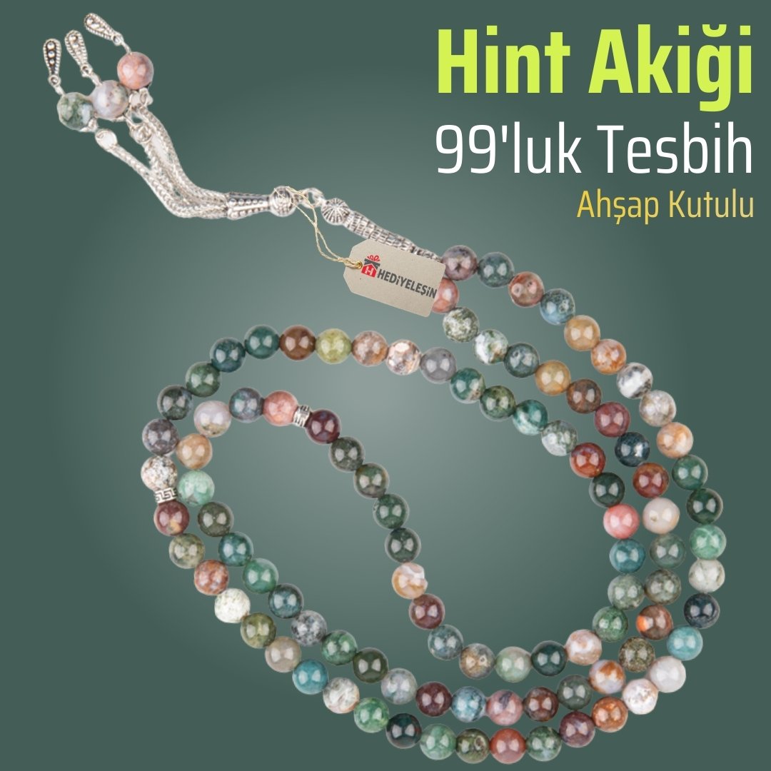 9f641908f6576c18ec75738e0edf68be.jpg Hint Akiği Doğal Taş Tesbih, 99'luk, 8 mm, Ahşap Kutulu - Görsel 1