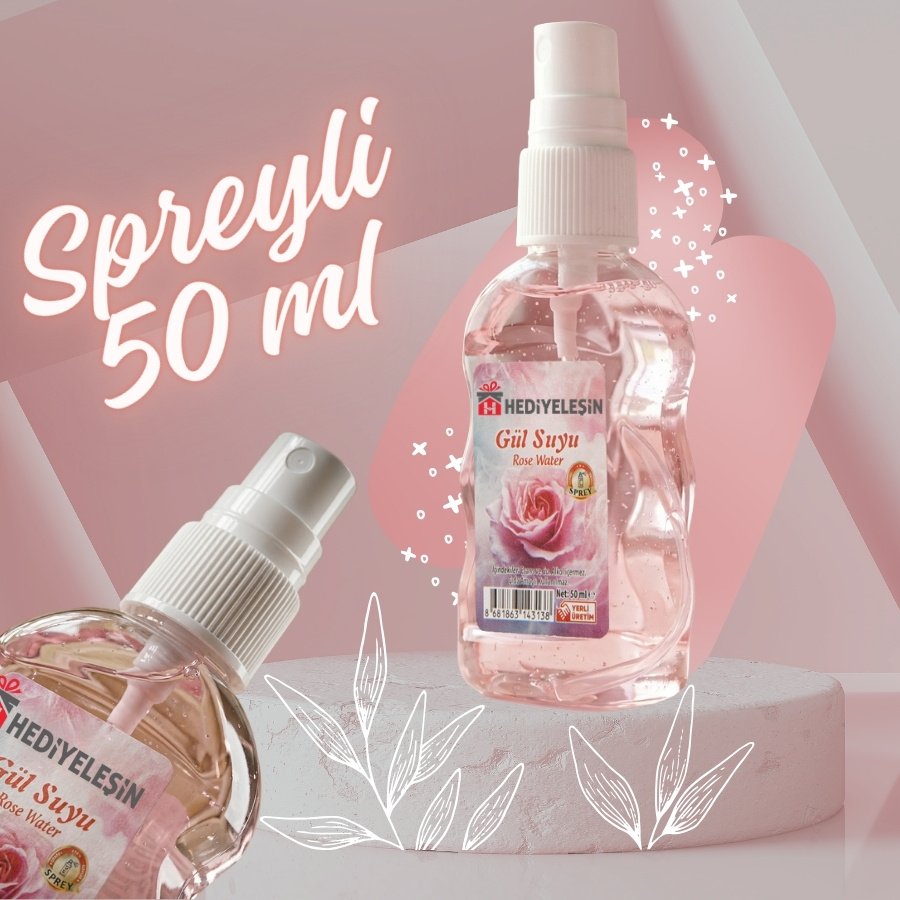 a9f38c435e81e66ad63dc4e75e1f8ef2-2.jpg Gül Suyu, Spreyli Şişe, Mini Boy, Dağıtmalık, 50 ml - 50 ADET - Görsel 1